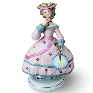 Mid-Century Ceramic Girl Pink Hoop Skirt